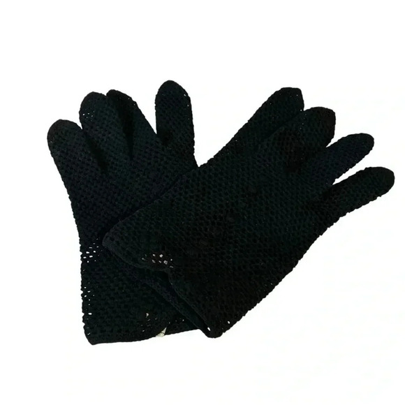 VINTAGE GLOVES ITALIAN MADE FOR CALVONE CROCHETED FISHNET STRETCH l ELEGANT - Picture 8 of 12